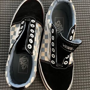 Vans Women’s Checkered Black, Blue, and White Shoes
